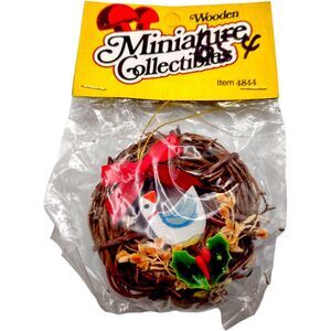 Vintage Miniature Collectibles Wooden Wreath Duck Mini Christmas Ornament New